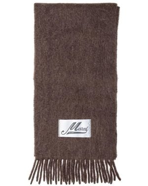 Marni Wool Scarf With Fringes - Brown