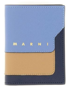 Marni Mini Bifold Leather Wallet - Blue