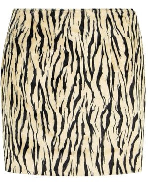 ROTATE BIRGER CHRISTENSEN Printed Faux Fur Skirt - Black