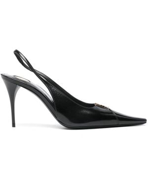 Saint Laurent Babylone Leather Slingback Pumps - Black