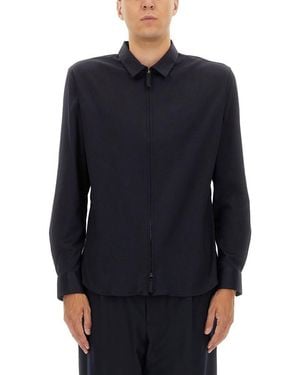 Giorgio Armani Cotton Zipper Shirt - Blue