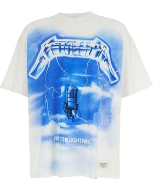 Represent 'Ride The Lightning X Metallica' T-Shirt With Front And Back Print - Blue