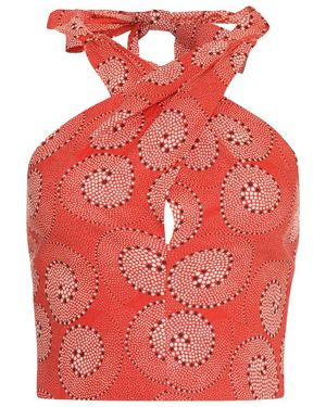 STAUD Smocked Kai Printed Top - Red