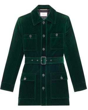 Saint Laurent Sahariana Velvet Blazer - Green