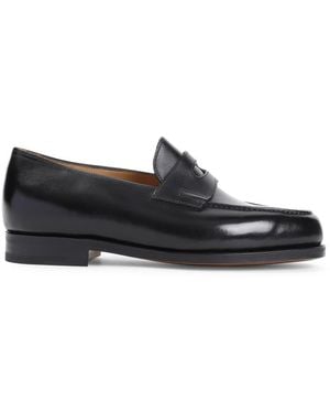 John Lobb Premium Leather Loafers With Comfortable Heel Height - Black