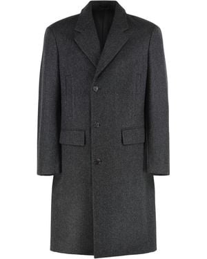 Prada Single-Breasted Wool Coat - Black