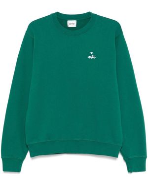 Arte' Small Heart And Logo Crewneck Clothing - Green