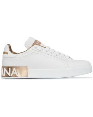 Dolce & Gabbana Portofino Leather Sneakers - White