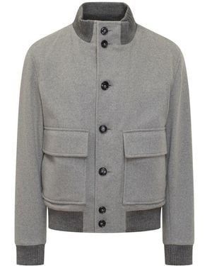 BOSS Wool Jacket With Front Pockets - Grey