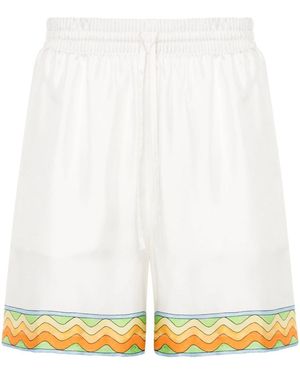 CASABLANCA Drawstring Silk Shorts - White