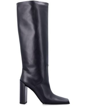 Alaïa Leather Knee-High Boots - Blue