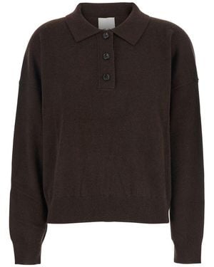 Allude Polo Shirt With Classic Collar And Ribbed Trims - Black