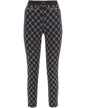 Elisabetta Franchi Printed Crêpe Trousers - Grey