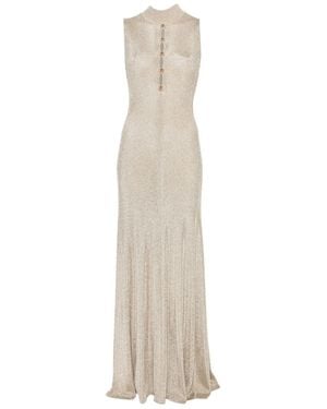 Self-Portrait Lurex Knit Maxi Dress - White