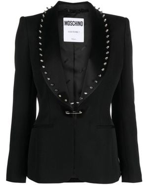 Moschino Spike-Embellished Bar-Pin Blazer - Black