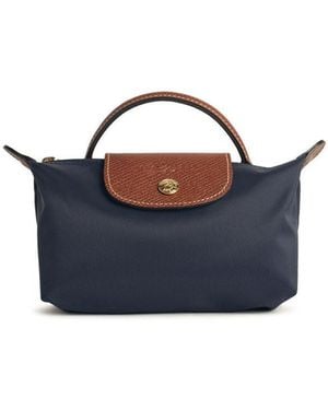 Longchamp Clutch Bag With 'Le Pliage Original' Handle - Blue