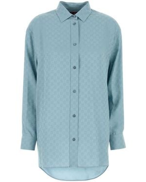 Gucci Light Blue Silk Oversize Shirt