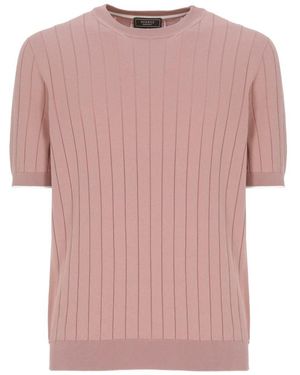 Peserico Textured Ribbed Cotton T-Shirt - Pink