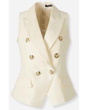 Balmain Double-Breasted Vest - Natural