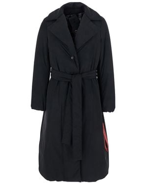 AFTER LABEL 'Oklan' Coat With Wide Lapels And Waist Belt - Black