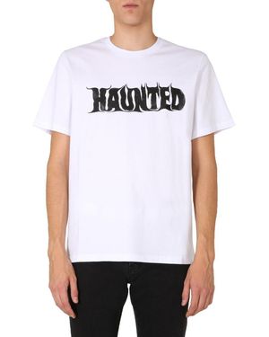 MSGM Volcano Graphic Print Crew Neck T-Shirt in Blue for Men