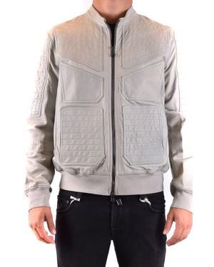 Neil Barrett Leather Zip-Up Jacket With Front Pockets - Grey