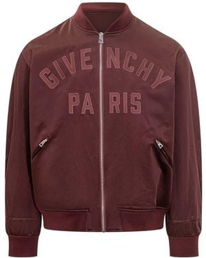 Givenchy Bordeaux Bomber Jacket With Embroidered Logo