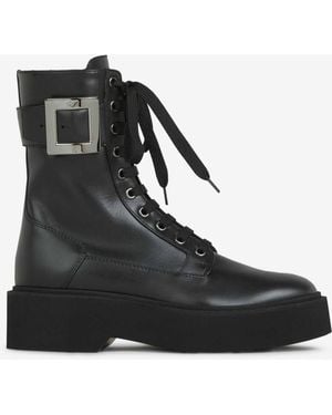 Roger Vivier Rangers Leather Boots - Black
