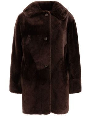 B&W Reversibile Shearling Coat - Black