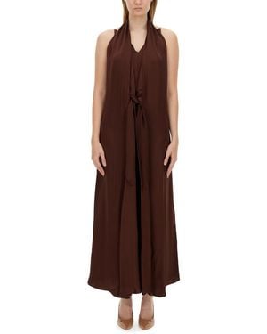 Alysi Silk Crepe Dress - Brown