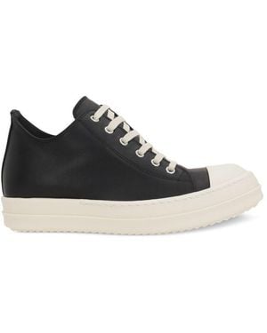 Rick Owens Washed Calf Sneakers, 100% Rubber - Black