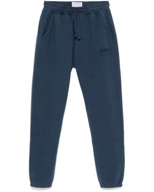 Mc2 Saint Barth Bolt Cotton Joggers With Logo Embroidery - Blue