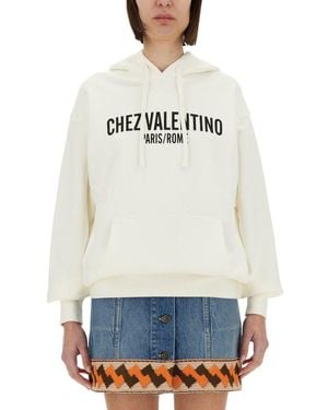 Valentino Garavani Cotton Hoodie With Print - White