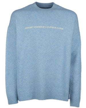 Emporio Armani Logo Wool Jumper - Blue