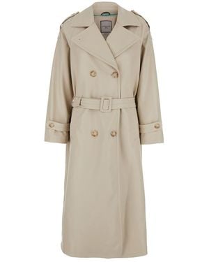 Urbancode Double-Breasted Trench Coat With Wide Notched Revers - Natural