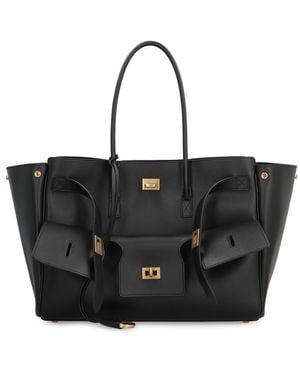 Balenciaga Carry All Bel Air Media Leather Handbag - Black