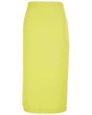 Twinset Skirt With Rear Concealed Zip Closure And Logo Plaque On The Rear - Yellow