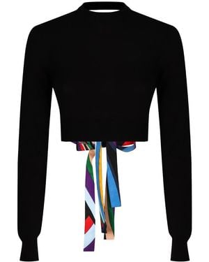 Emilio Pucci Bow-Back Cropped Sweater - Black