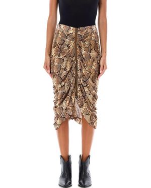 Isabel Marant Caelia Snake Print Midi Skirt - Natural