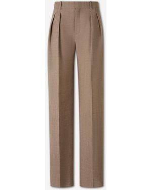 Saint Laurent Wool Dress Pants - Natural