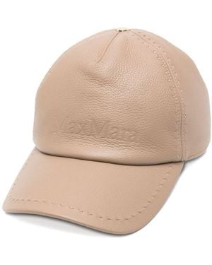 Max Mara Leather Baseball Hat - Natural