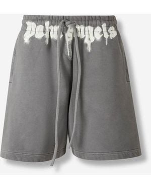 Palm Angels Drawstring Bermudas With Printed Logo - Grey