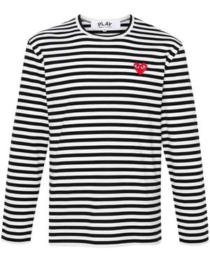 Comme des Garçons Striped Cotton T-Shirt - Blue