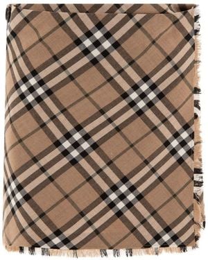 Burberry Checked Wool-Blend Pleated Kilt Skirt - Brown