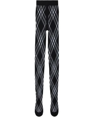 Burberry Check-Print Wool-Blend Tights - Black