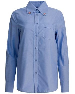 Valentino Garavani Shirt With Embellished Collar - Blue