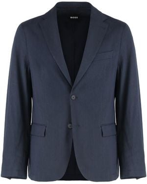 BOSS Single-Breasted Two-Button Jacket - Blue
