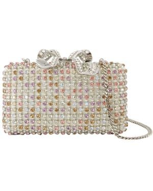 Self-Portrait Crystal Clutch - Metallic