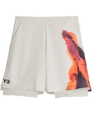 Y-3 Us Open Tennis Shorts With Leggings - White
