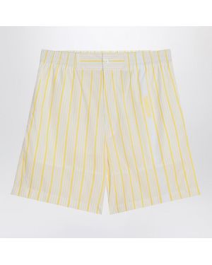 Jacquemus Striped Bermuda Shorts With Logo - Natural